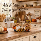 Thanksgiving Decor Harvest Elf Figurines with Pumpkin Sunflower, alternate view 6