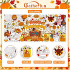 Thanksgiving Decorations Activity Poster, 31.5 x 72 Inch Turkey-Themed Thanksgiving Tablecloth, Paper Coloring, alternate