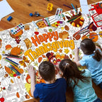 Thanksgiving Decorations Activity Poster, 31.5 x 72 Inch Turkey-Themed Thanksgiving Tablecloth, Paper Coloring, alternate