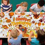 Thanksgiving Decorations Activity Poster, 31.5 x 72 Inch Turkey-Themed Thanksgiving Tablecloth, Paper Coloring, alternate