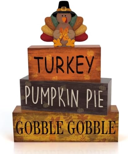Thanksgiving Decorations for Home Wooden Block Signs, Turkey Centerpieces in Turkey.Leaf