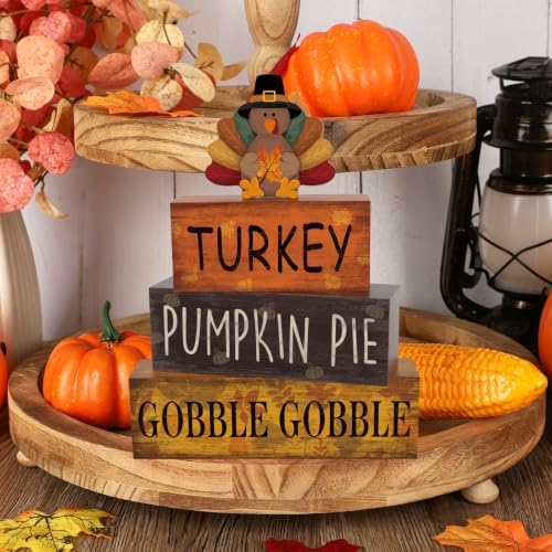 Thanksgiving Decorations for Home Wooden Block Signs, Turkey Centerpieces in Turkey.Leaf, alternate view 2