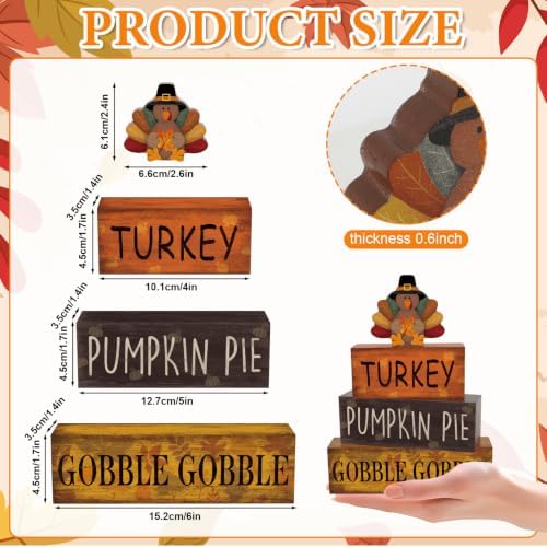 Thanksgiving Decorations for Home Wooden Block Signs, Turkey Centerpieces in Turkey.Leaf, alternate view 3