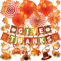 Thanksgiving Decorations GIVE Thanks Hanging Banner Porch Sign Autumn Pumpkin Maple Leaf Hanging Garland