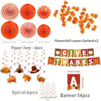 Thanksgiving Decorations GIVE Thanks Hanging Banner Porch Sign Autumn Pumpkin Maple Leaf Hanging Garland, alternate view 3