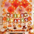 Thanksgiving Decorations GIVE Thanks Hanging Banner Porch Sign Autumn Pumpkin Maple Leaf Hanging Garland, alternate view 5