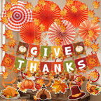 Thanksgiving Decorations GIVE Thanks Hanging Banner Porch Sign Autumn Pumpkin Maple Leaf Hanging Garland, alternate view 7