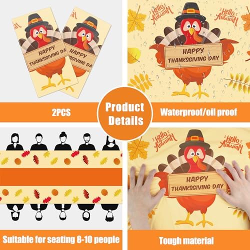 Thanksgiving Decorations - Thanksgiving Tablecloth | Thanksgiving Table Decor Indoor Outdoor Outside, alternate view 5