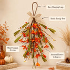 Thanksgiving Fall Hanging Swag Decor, Artificial Autumn Flower Pumpkin Door Decoration with Orange Berries, Fall, alternate