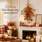Thanksgiving Fall Hanging Swag Decor, Artificial Autumn Flower Pumpkin Door Decoration with Orange Berries, Fall, alternate