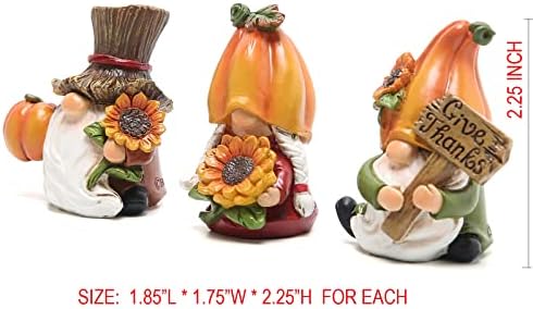 Thanksgiving Gnomes Decorations, Fall Pumpkin Elf Decor for Home 3pcs, alternate view 3