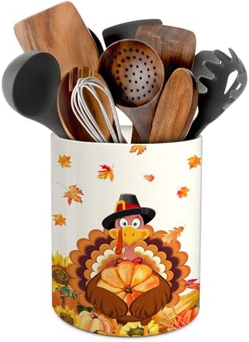 Thanksgiving Kitchen Decor, Thanksgiving Ceramic Utensil Holder