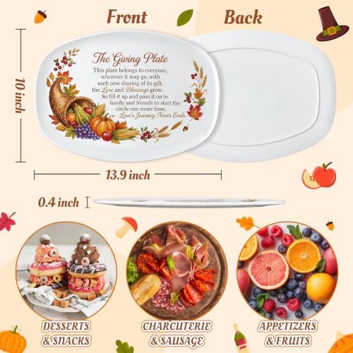 Thanksgiving Melamine Platter Gift in 13.9x10x0.4in in White, alternate view 3