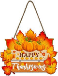 Thanksgiving Pumpkin Door Sign - Rustic Wall Art Plaque for Front Door, Home Office Decoration - Hanging Holiday