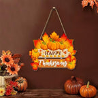 Thanksgiving Pumpkin Door Sign - Rustic Wall Art Plaque for Front Door, Home Office Decoration - Hanging Holiday, alternate