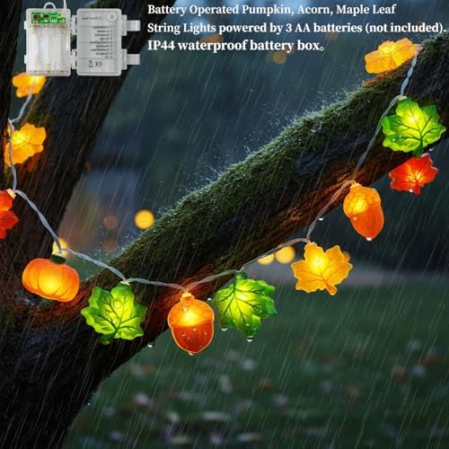 Thanksgiving String Lights,10FT 20LED Fall Decor Lights Battery Operated Waterproof Hang Autumn Fairy Light for, alternate