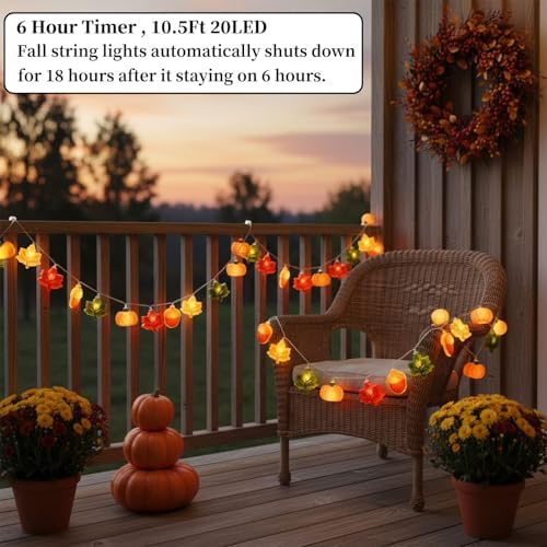 Thanksgiving String Lights,10FT 20LED Fall Decor Lights Battery Operated Waterproof Hang Autumn Fairy Light for, alternate