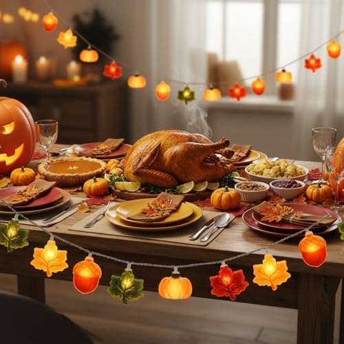 Thanksgiving String Lights,10FT 20LED Fall Decor Lights Battery Operated Waterproof Hang Autumn Fairy Light for, alternate