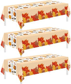 Thanksgiving Tablecloth, 3 Pack Disposable Plastic Tablecloth 54" x 108" Thanksgiving Decorations, Autumn Maple