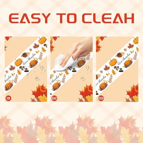 Thanksgiving Tablecloth, 3 Pack Disposable Plastic Tablecloth 54" x 108" Thanksgiving Decorations, Autumn Maple, alternate