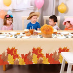 Thanksgiving Tablecloth, 3 Pack Disposable Plastic Tablecloth 54" x 108" Thanksgiving Decorations, Autumn Maple, alternate