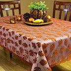 Thanksgiving Tablecloth 60 × 104 Inch for 8-10 Seats Maples Leaves Lace in 60 × 104 Inch
