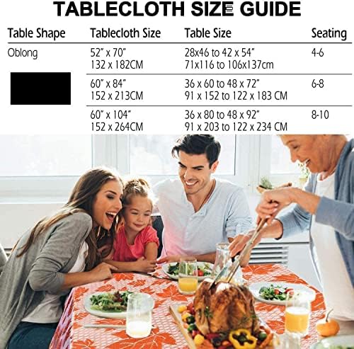 Thanksgiving Tablecloth 60 × 104 Inch for 8-10 Seats Maples Leaves Lace in 60 × 104 Inch, alternate view 2