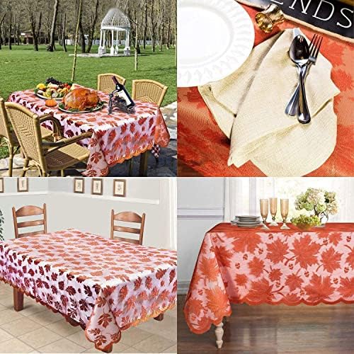 Thanksgiving Tablecloth 60 × 104 Inch for 8-10 Seats Maples Leaves Lace in 60 × 104 Inch, alternate view 5