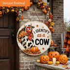 Thanksgiving Turkey Decorations Door Sign for Home, I Identify as a Cow, alternate view 2