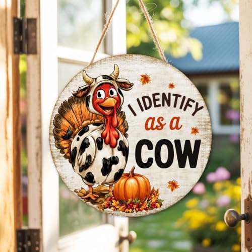 Thanksgiving Turkey Decorations Door Sign for Home, I Identify as a Cow, alternate view 7