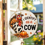Thanksgiving Turkey Decorations Door Sign for Home, I Identify as a Cow, alternate view 7
