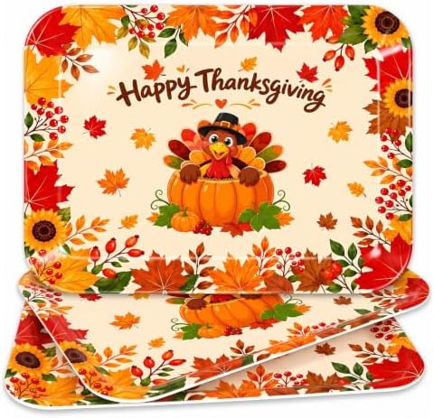 Thanksgiving Turkey Serving Platters, Serving Trays, 3 Pack, 13x10 in Large in 3Pcs Thanksgiving Turkey