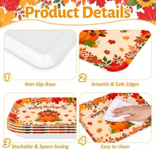 Thanksgiving Turkey Serving Platters, Serving Trays, 3 Pack, 13x10 in Large in 3Pcs Thanksgiving Turkey, alternate view 4