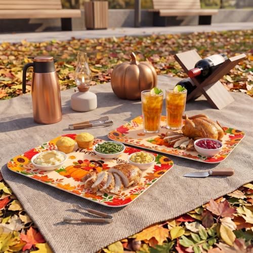 Thanksgiving Turkey Serving Platters, Serving Trays, 3 Pack, 13x10 in Large in 3Pcs Thanksgiving Turkey, alternate view 5