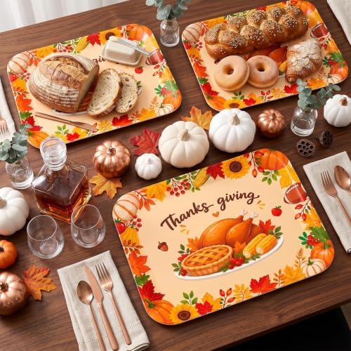 Thanksgiving Turkey Serving Platters Trays, 3 Pack, 13x10 Inch in Large in 3Pcs Thanks Giving, alternate view 2