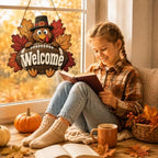 Thanksgiving Welcome Door Sign, Wooden Football Turkey Fall Hanging Decor, alternate view 5