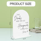 The Drinks Are On Us Acrylic Sign, Wedding Engagement Bridal Shower Open Bar Decor for Ceremony Modern, alternate view 2