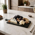 The Fine Living Co. Black Long Charcuterie Boards, Paddle Board, 16x8x0.6" in 16x8 inches in 16x8"-Black, alternate view 2
