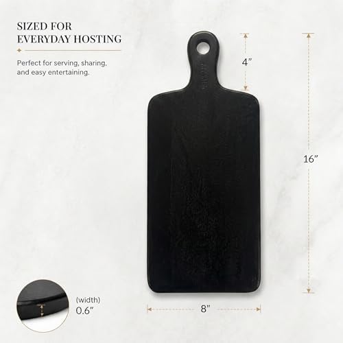 The Fine Living Co. Black Long Charcuterie Boards, Paddle Board, 16x8x0.6" in 16x8 inches in 16x8"-Black, alternate view 3