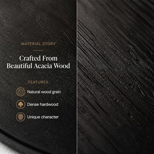 The Fine Living Co. Black Long Charcuterie Boards, Paddle Board, 16x8x0.6" in 16x8 inches in 16x8"-Black, alternate view 4