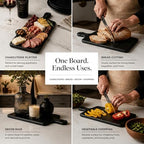 The Fine Living Co. Black Long Charcuterie Boards, Paddle Board, 16x8x0.6" in 16x8 inches in 16x8"-Black, alternate view 5