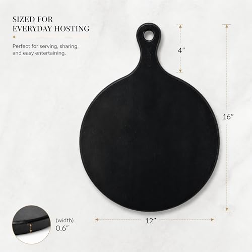 The Fine Living Co. Black Round Charcuterie Boards, Paddle Board,16x12x0.6 in 16"L x 12"W in 16x12"-Black, alternate view 3