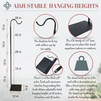 The Wind Chime CO 60" Adjustable Heavy Duty Shepherd's Hook Floor Stand Garden Hook for Outdoor, Hanging Plant, alternate