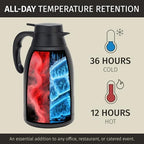 Thermal Coffee Carafe 68 oz by - Updated 2025 Model - Insulated Black Stainless Steel Coffee Urn & Drink, alternate view 2