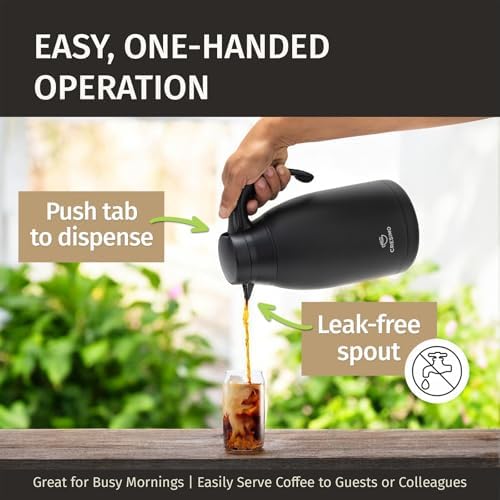 Thermal Coffee Carafe 68 oz by - Updated 2025 Model - Insulated Black Stainless Steel Coffee Urn & Drink, alternate view 6