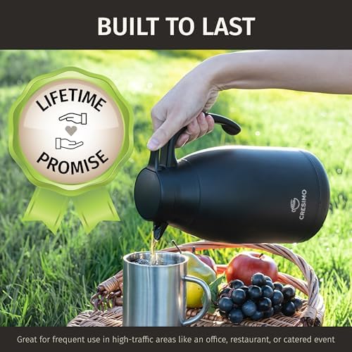 Thermal Coffee Carafe 68 oz by - Updated 2025 Model - Insulated Black Stainless Steel Coffee Urn & Drink, alternate view 7