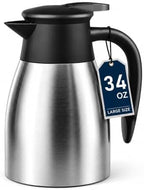 Thermal Coffee Carafe for Keeping Hot - 34OZ Insulated Small Coffee Pot