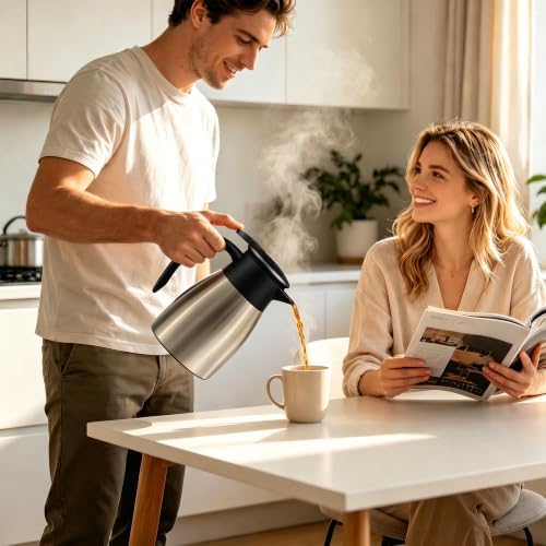 Thermal Coffee Carafe for Keeping Hot - 34OZ Insulated Small Coffee Pot, alternate view 2