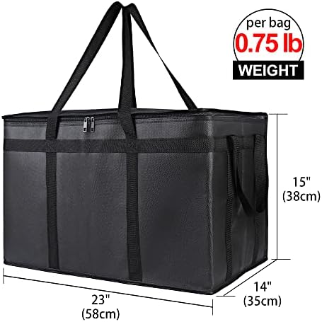 Thermal Insulated Food Delivery Bag with Hard Bottom, 3XL, Black 1PK, alternate view 2