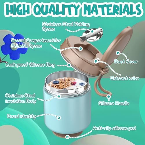 Thermo for Hot Food Kids - 15.2oz with Folding Spoon and Silicone handle, alternate view 4